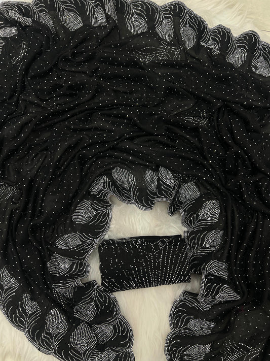 rangoli saree with siroski diamond