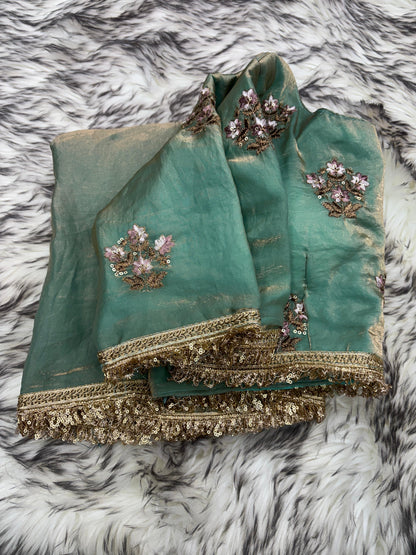 FENDY DESIGNER RICH EMBROIDERY SEQUENCE FLOWER WORK FULLY STICH