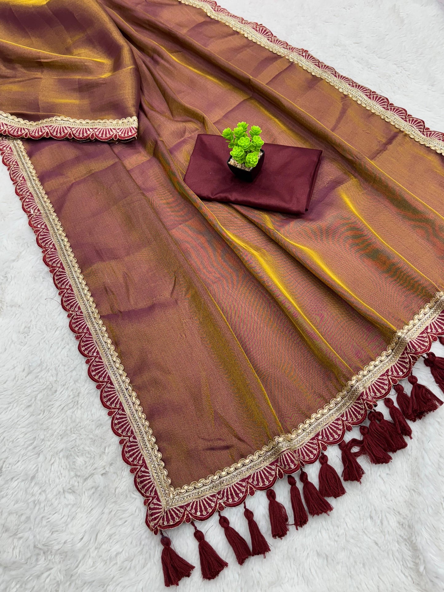 Golden Tissue Soft saree