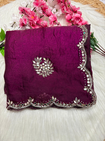 Fendi saree with diamond stone handwork