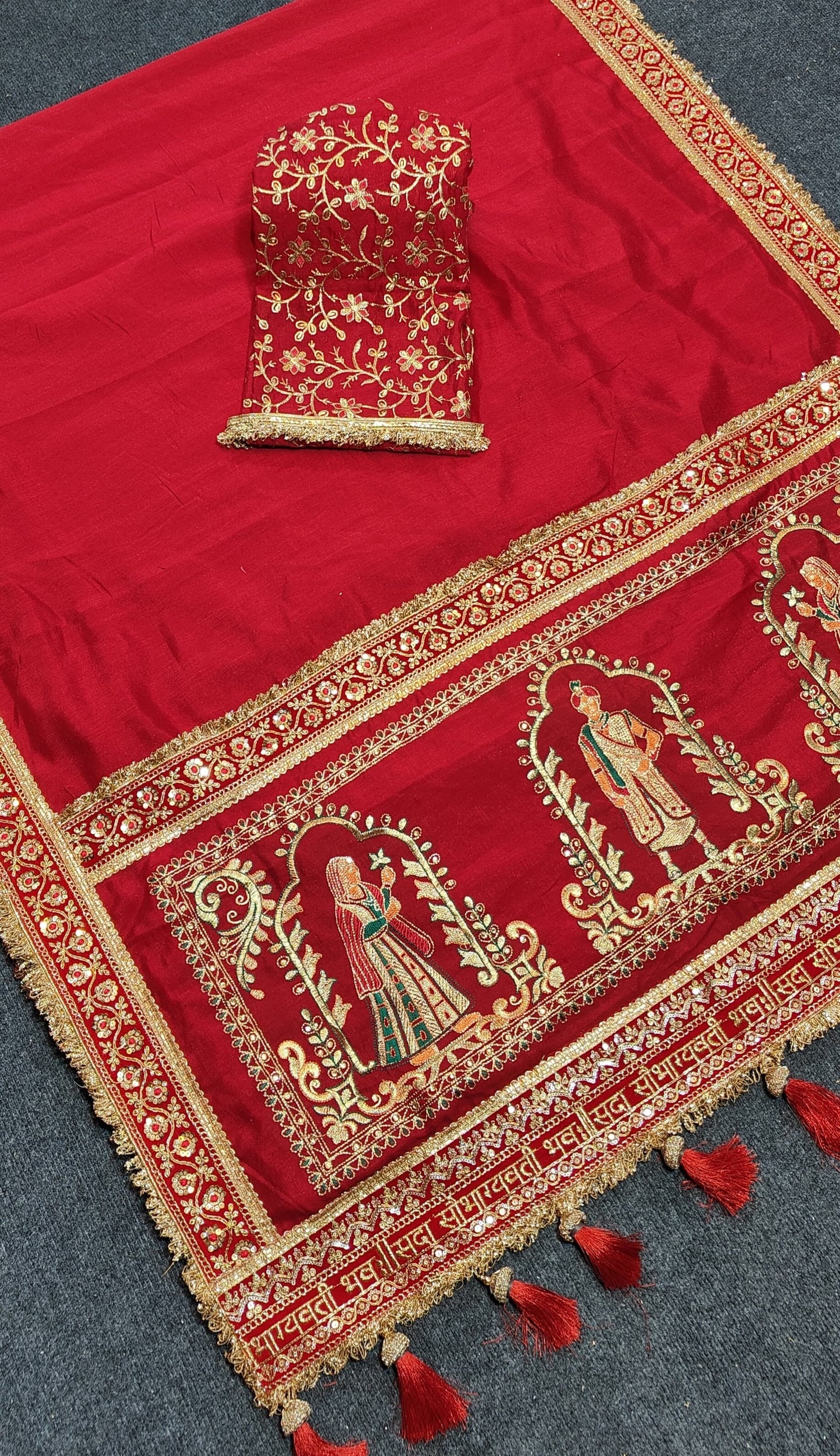 Heavy designer bridal Red saree