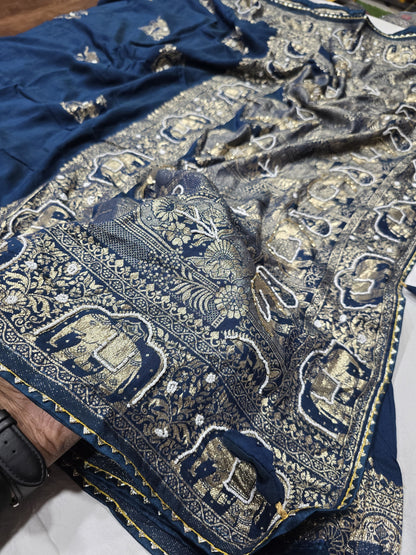 Pure Viscose Dola Fabric Saree With Beautiful Heavy Meenakari Zari Weaving