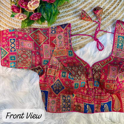 VISCOSE JACQUARD WITH POSITION PRINT WORK VINTAGE BLOUSE