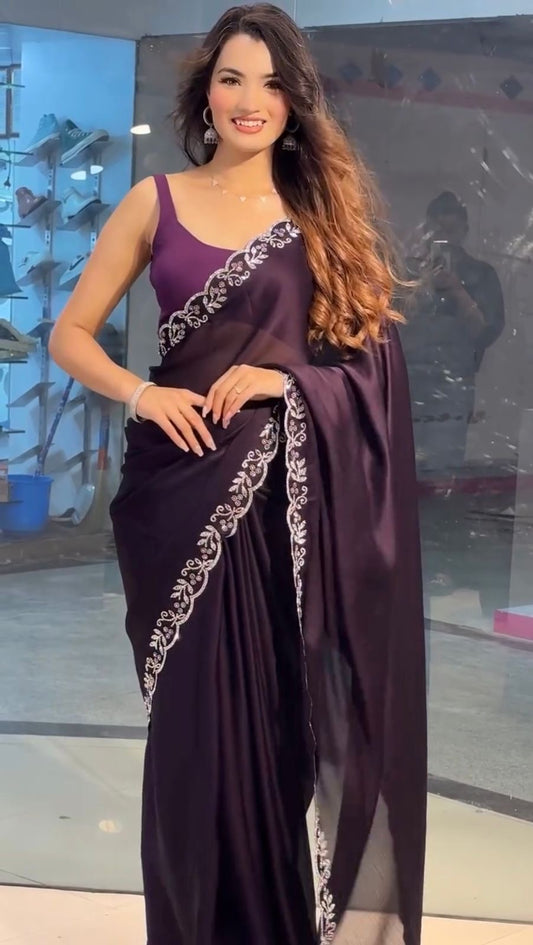 Siroski Diamonds Border in Rangoli silk saree