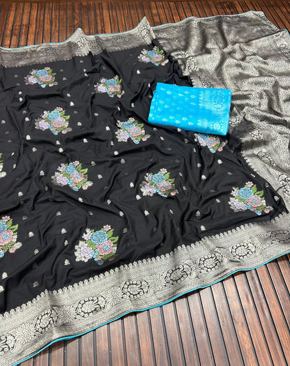 KADI CRAP GEORGETTE JAQURAD MEENAKARI SAREE