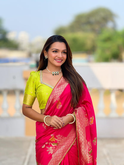 viscose Dolla Silk Saree with Heavy Meenakari weaving