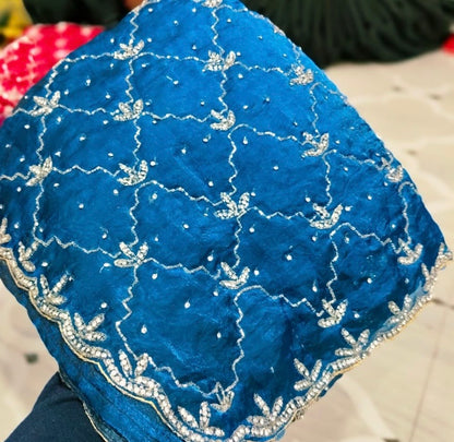 Fendi saree with diamond stone Jaal work Diya design 2 Saree