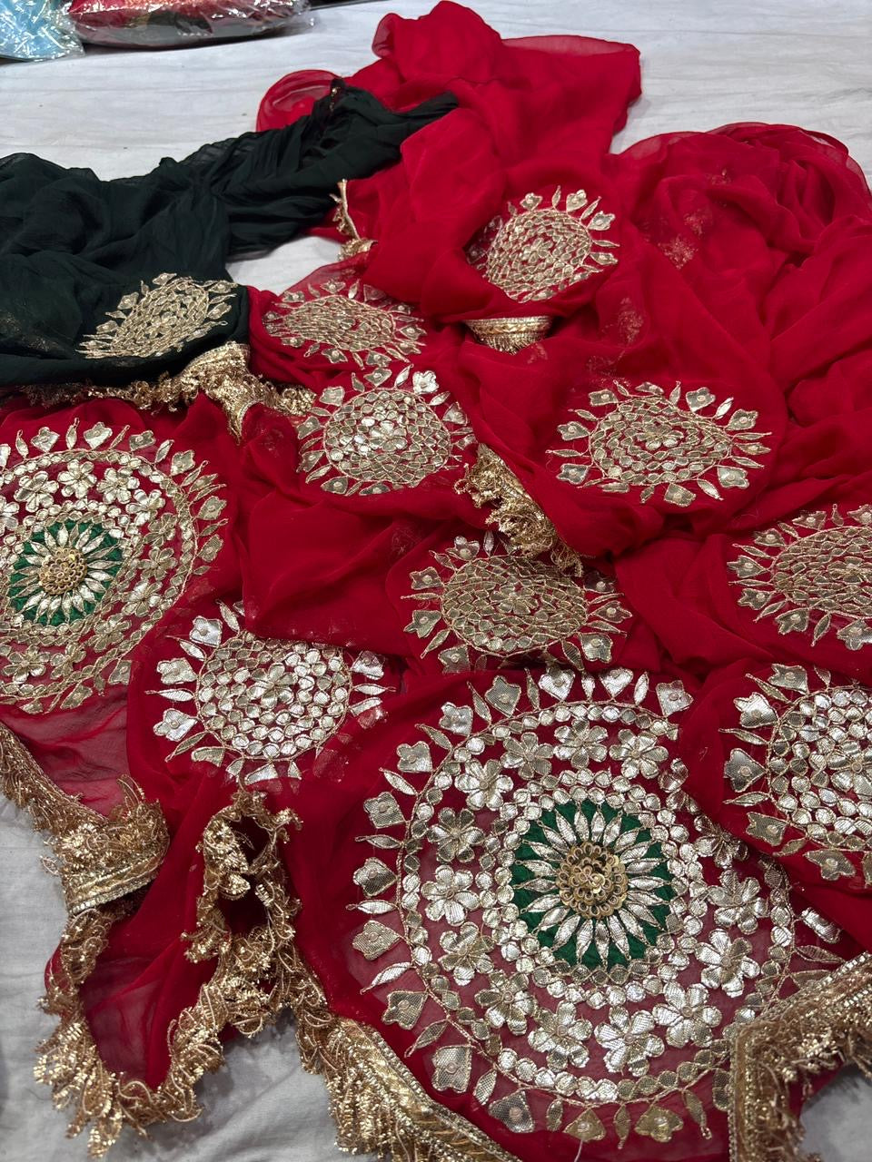 Georgette Half pure hand work saree