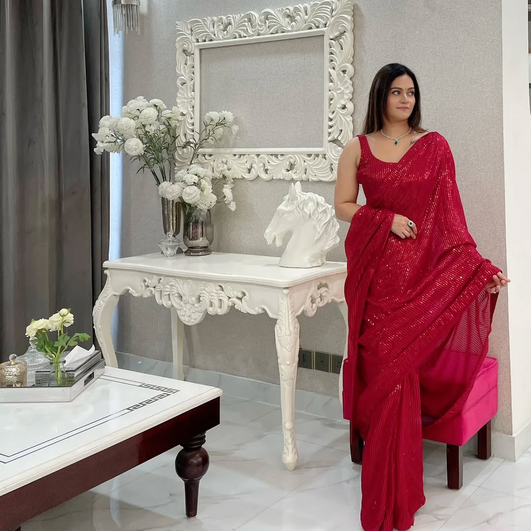 georgette with sequence work saree