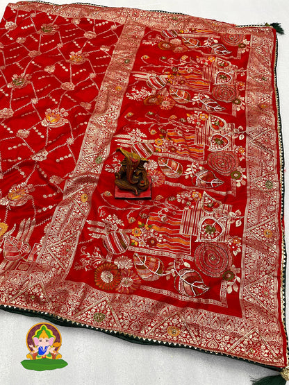 Pure Viscose Dola Fabric Saree With Beautiful Heavy Meenakari Zari Weaving