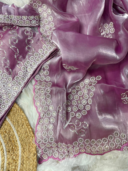 Pure soft zimmy choo silk saree