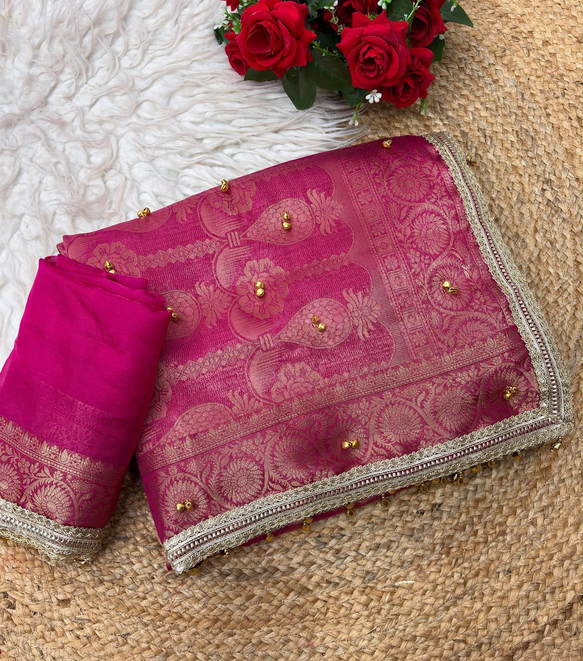 Ghunghroo Sattin chiffon silk saree