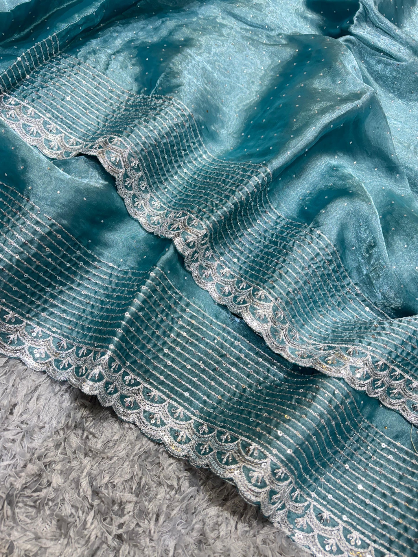 Jimmy Choo saree with Sequins and zari embroidery work