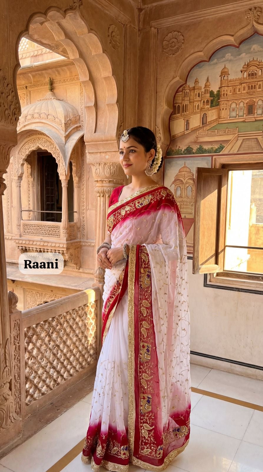 Georgette saree in kasab work