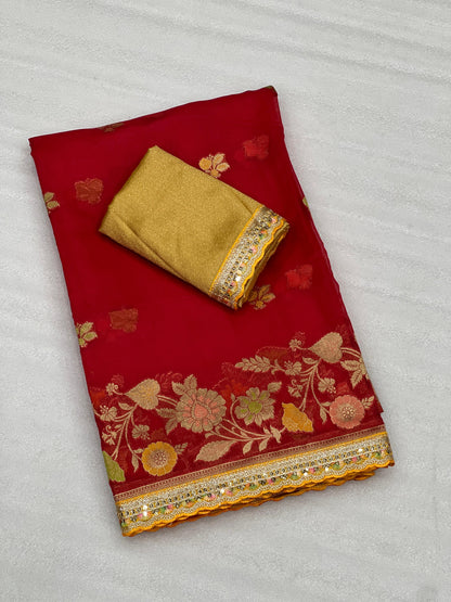 Pure Kora Glass Tissue silk saree