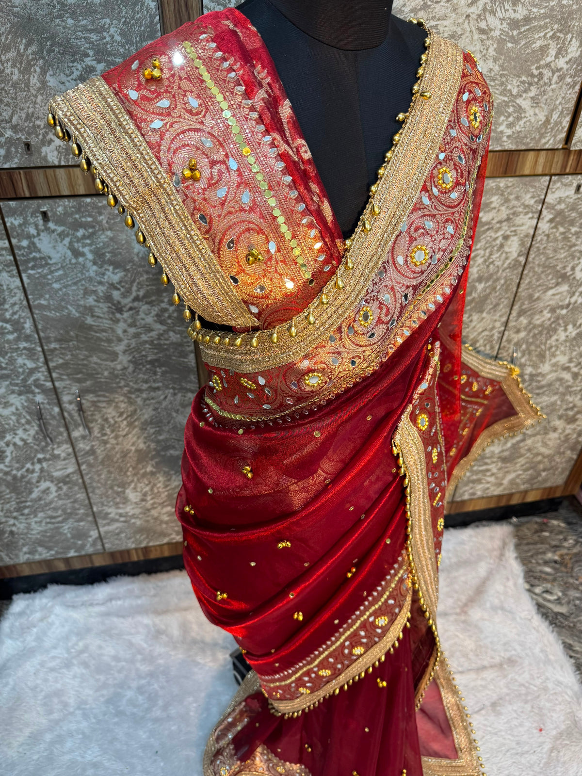 Ghunghroo and Mirror Tissue saree