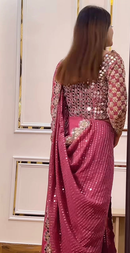 Mirror work saree