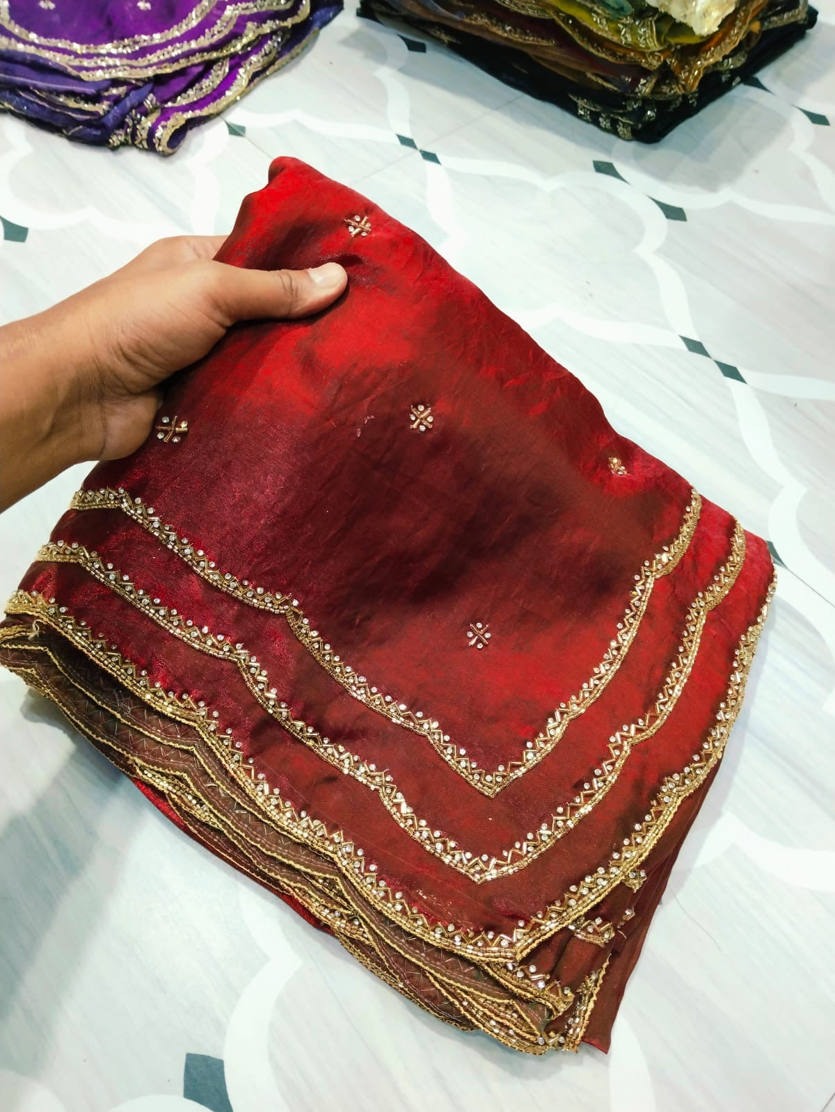 Fendi saree with diamond stone