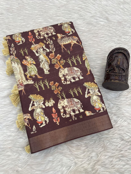 Tussar Silk Sarees with prints all over