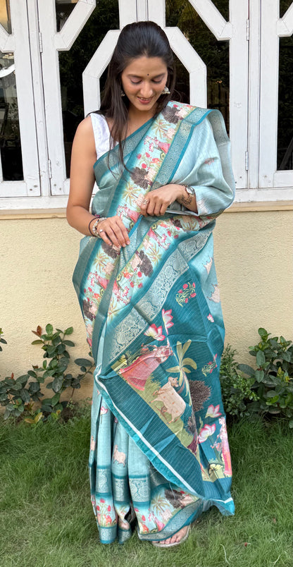 Silk saree flower design