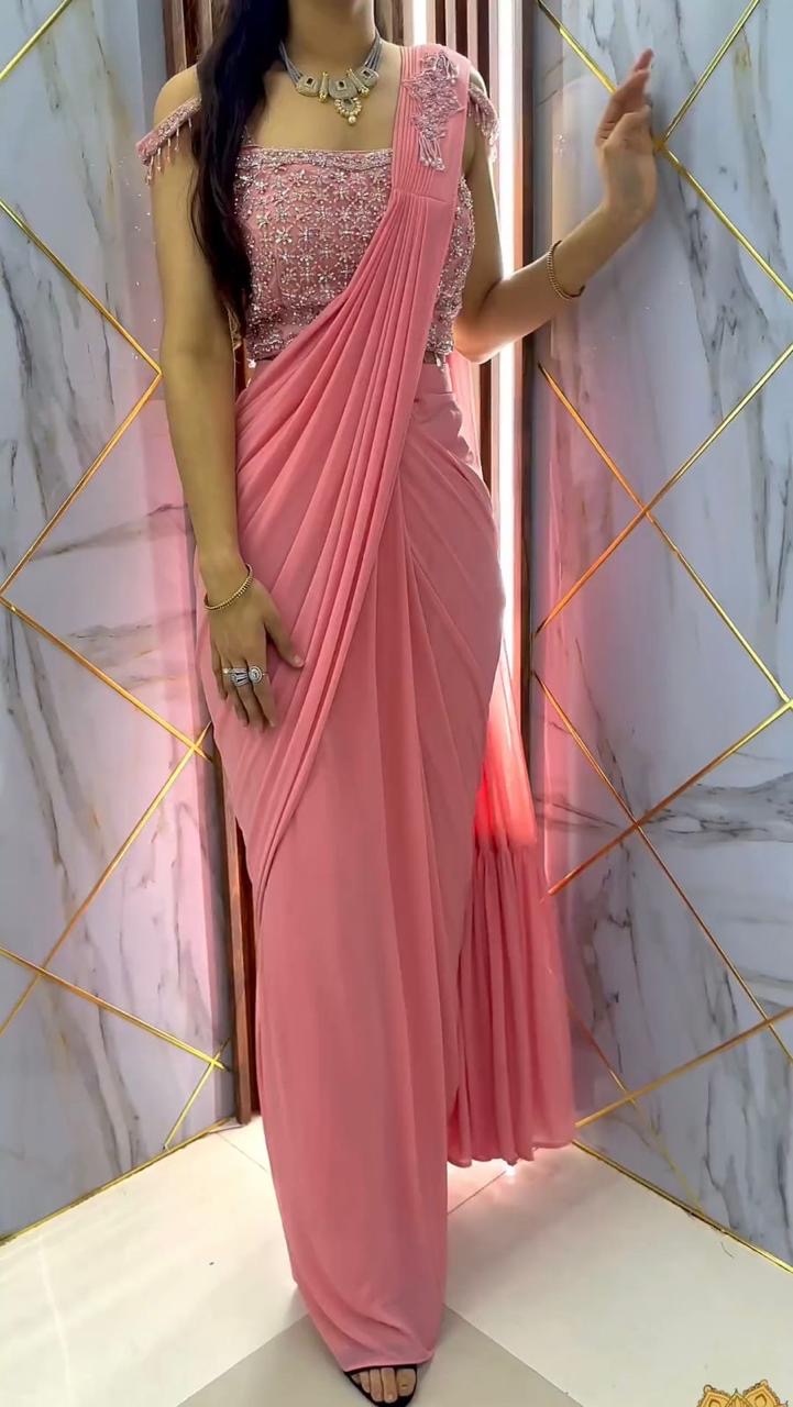 Ready to Wear Saree on Faux Georgette