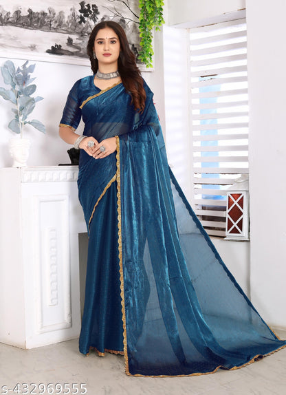 Zimmy Choo Silk Saree with Cutwork Border