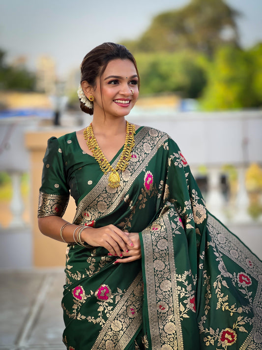 Soft Banarasi silk saree with zari weaving