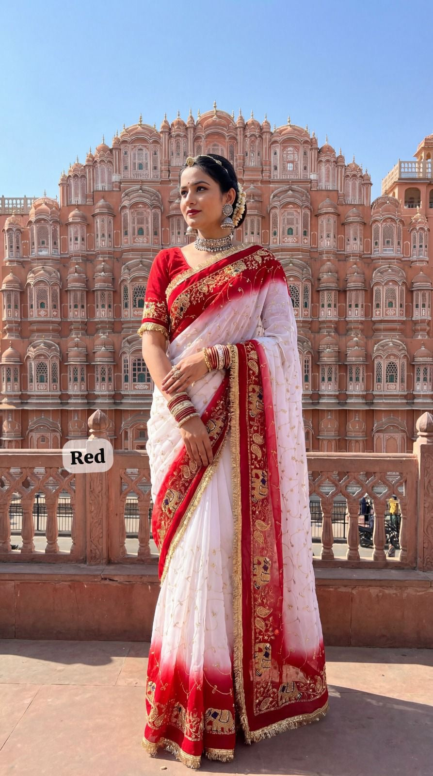Georgette saree in kasab work