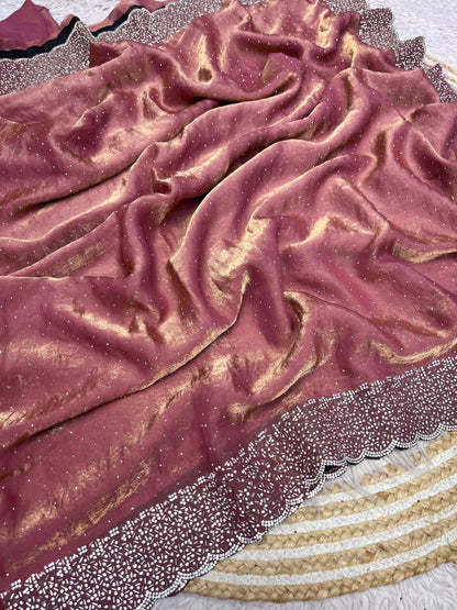 Space Silk Saree With stone Work Saree