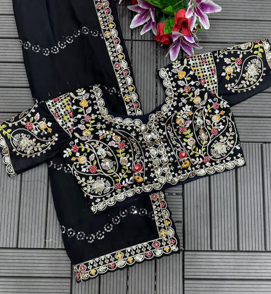 RANGOLI SILK FABRIC ON EMBROIDERY
