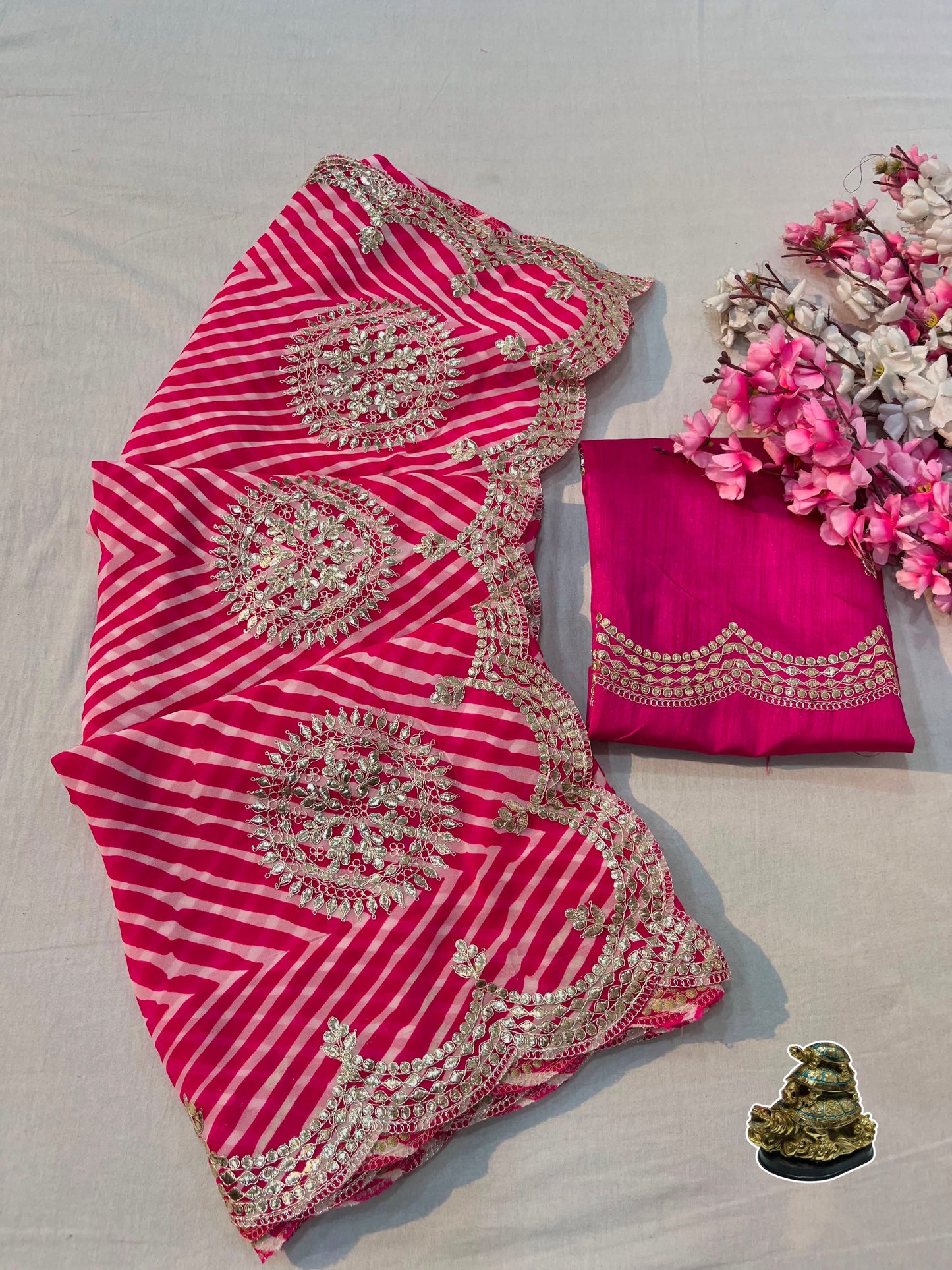 Georgette Lehriya gotta patti saree