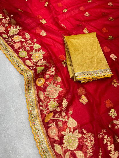 Pure Kora Glass Tissue silk saree