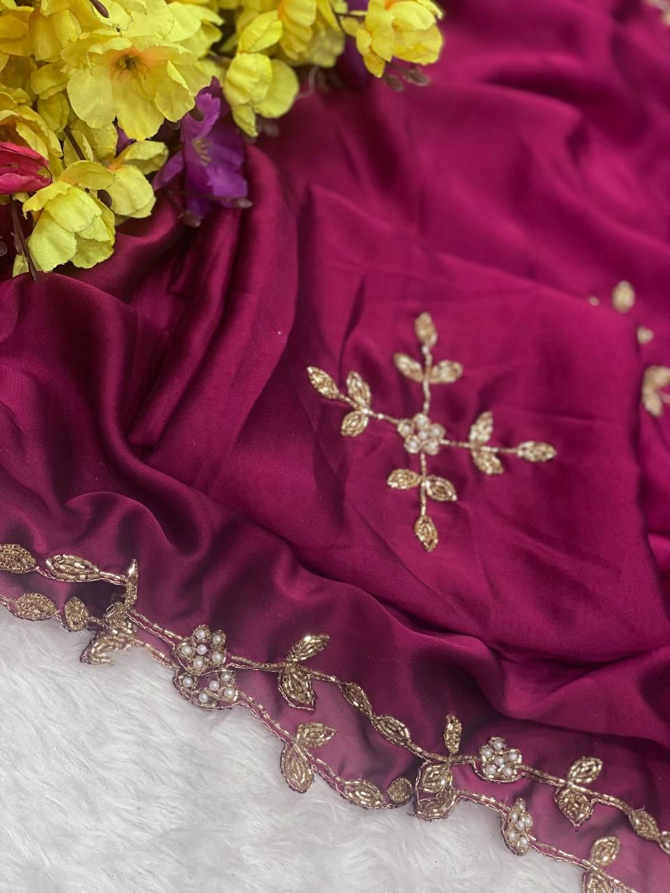 RANGOLI SILK Saree with HANDWORK AND CUTWORK WITH PEARL