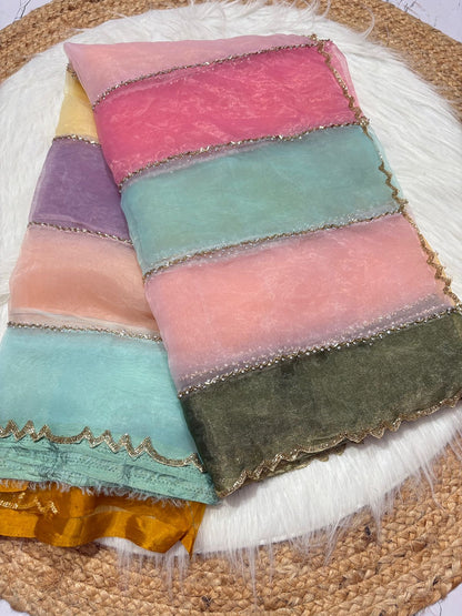 Tissue fabric designer saree with katdana handwork