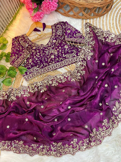 Fandy satin silk designer saree