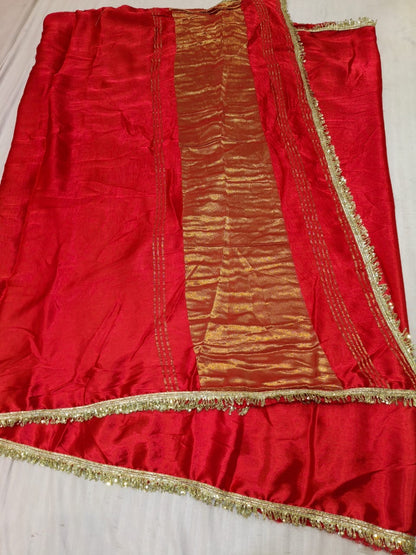 Gajji Satan lagdi patta work saree