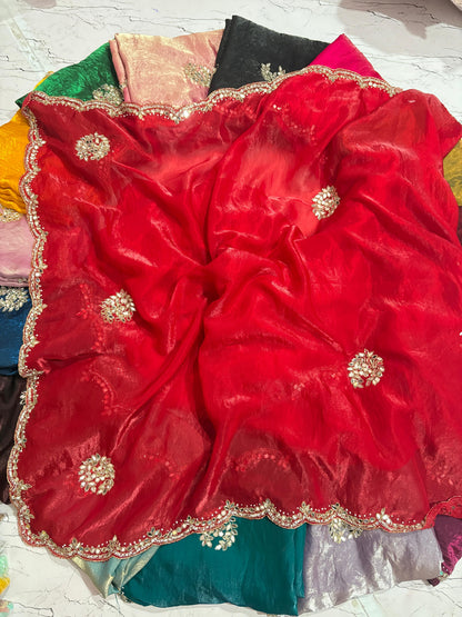 Fendi saree with diamond stone handwork