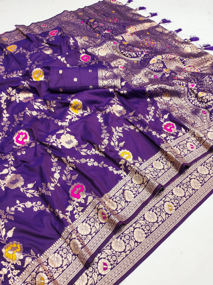 Soft Banarasi silk saree with zari weaving