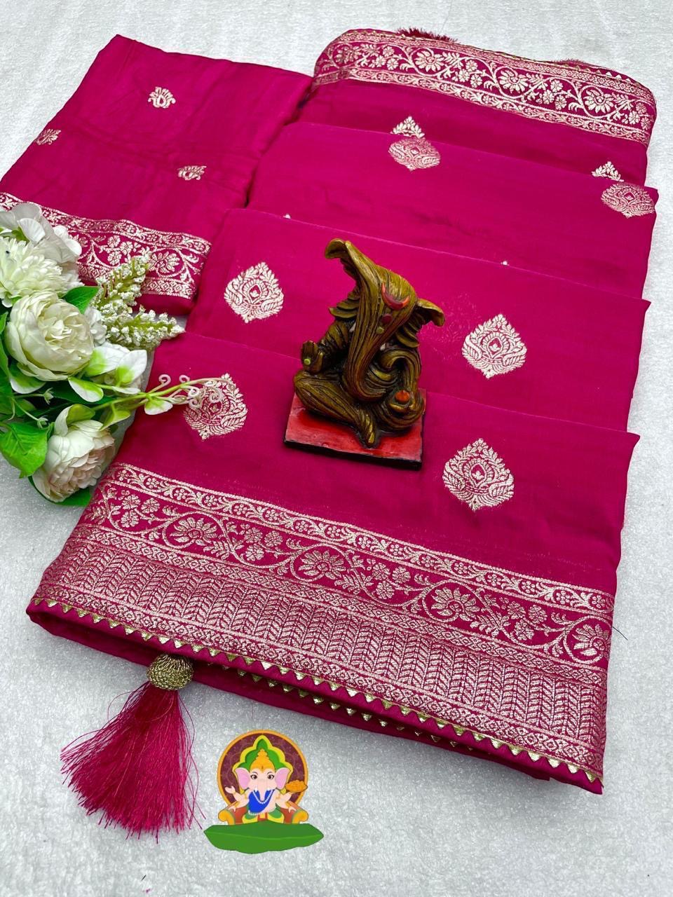 viscose Dolla Silk Saree with Zari work