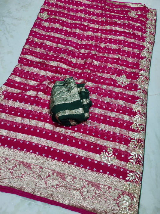Big Jari border Georgette fabric saree