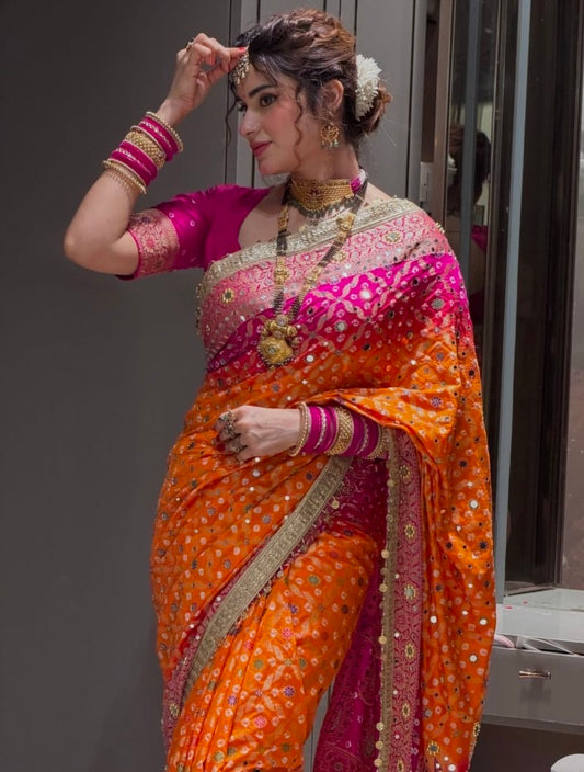 Banarasi Georgete bandhej Silk saree