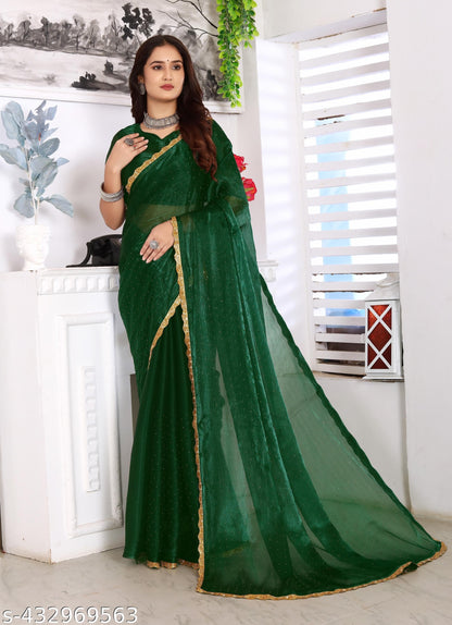 Zimmy Choo Silk Saree with Cutwork Border