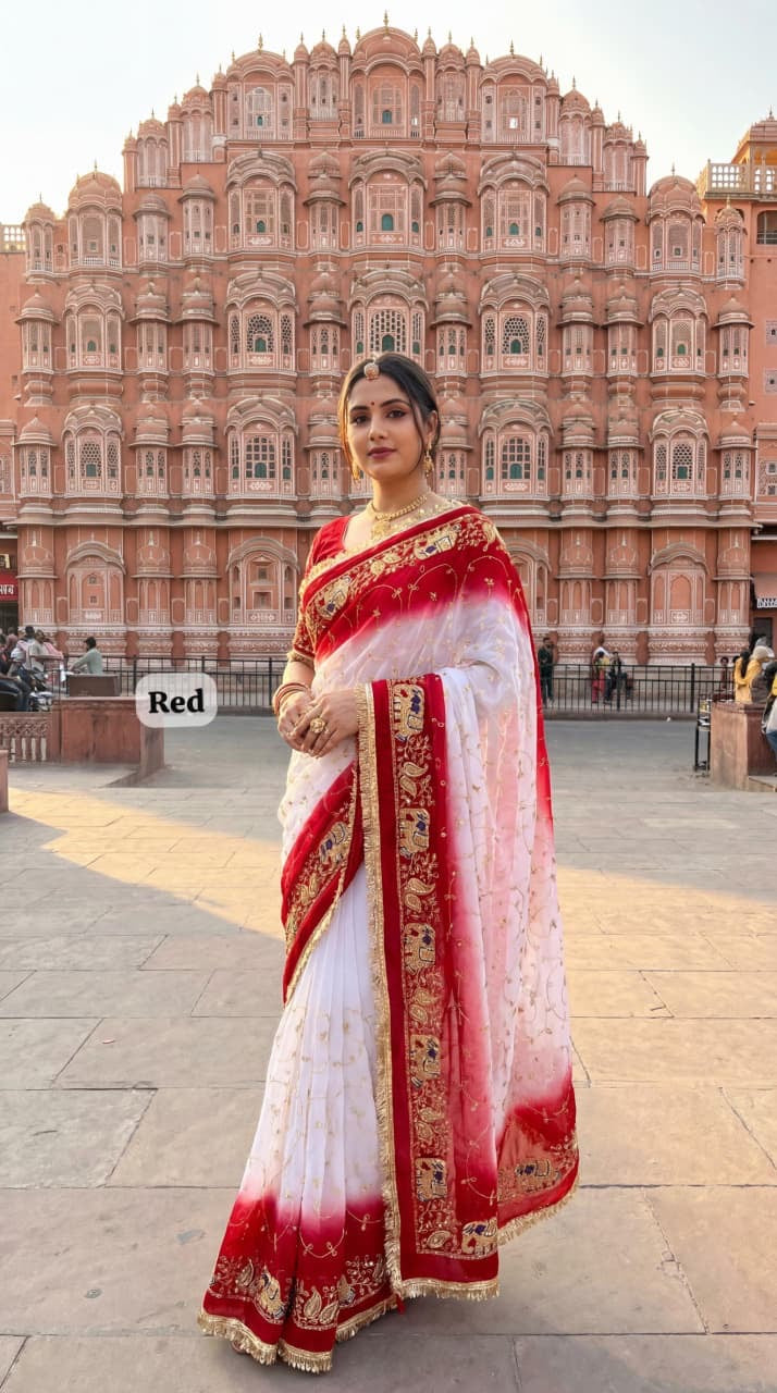 Georgette saree in kasab work