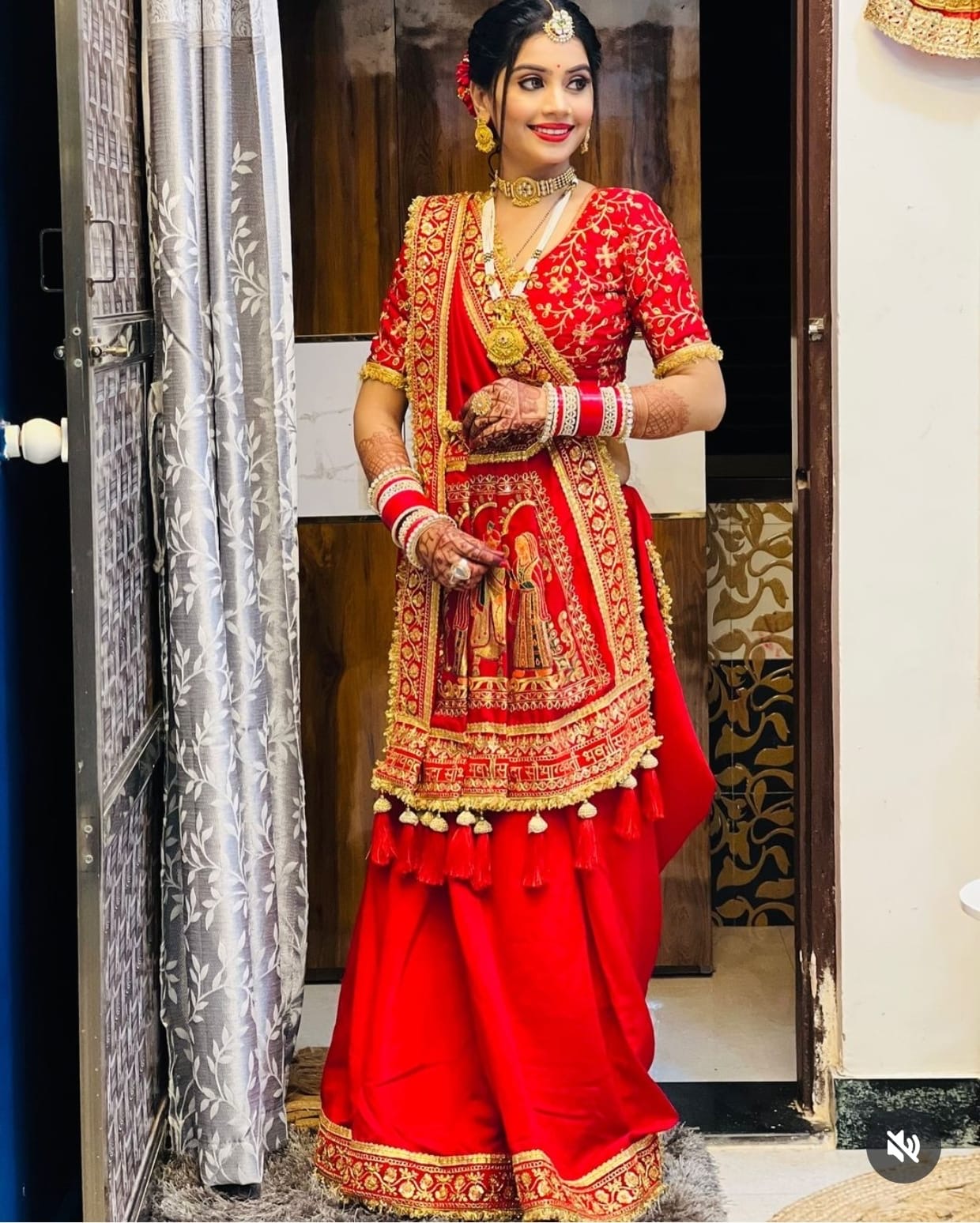 Heavy designer bridal Red saree