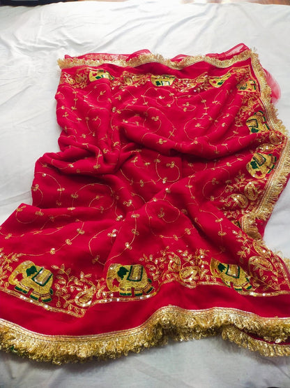 Georgette Kasab work saree