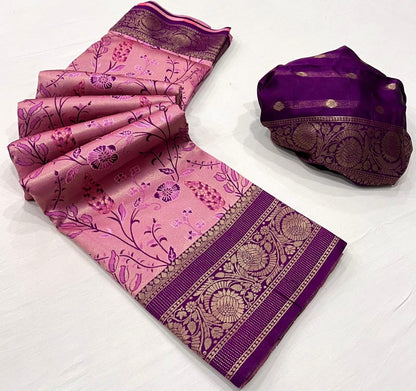 Soft Kanjivaram silk saree with zari weaving