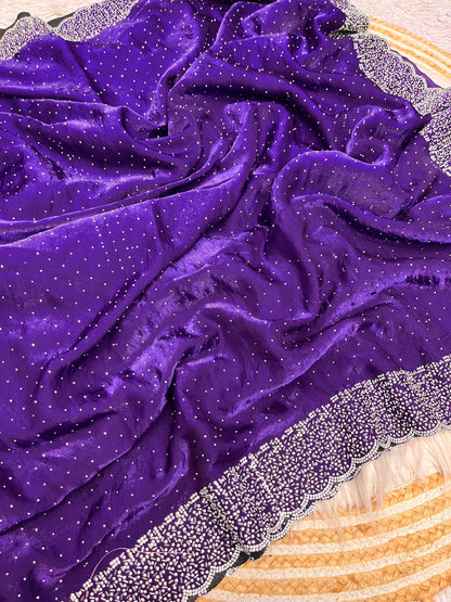 Space Silk Saree With stone Work Saree