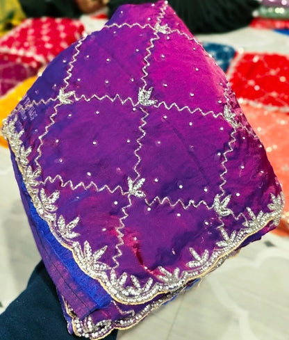 Fendi saree with diamond stone Jaal work Diya design 2 Saree