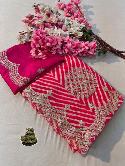 Georgette Lehriya gotta patti saree