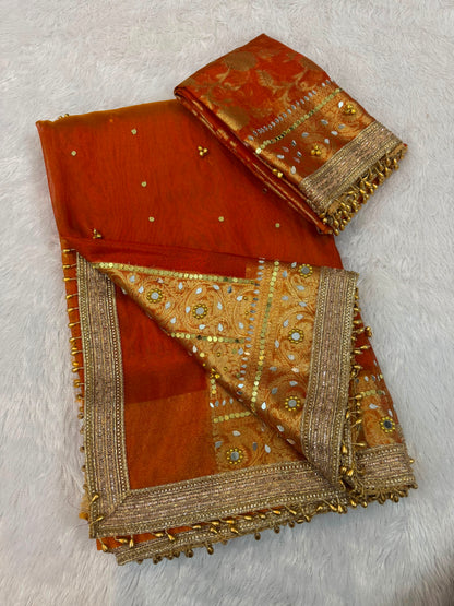 Ghunghroo and Mirror Tissue saree